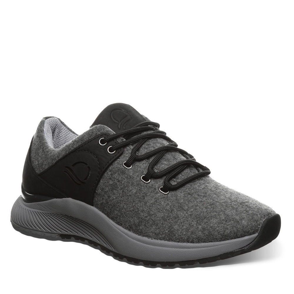Gray and Black Low-Top Sneakers with Durable Rubber Sole